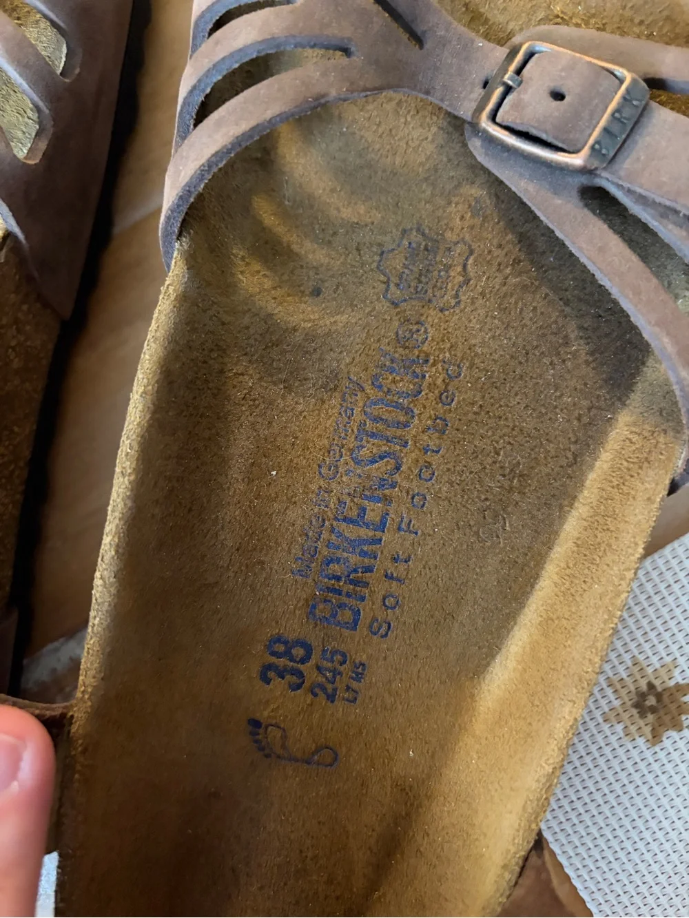 Birkenstock Brown Suede Soft Footbed Sandals - Picture 5 of 6